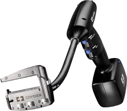 Image: The iDrive battery powered stapling system with right-angle linear cutter attached (photo courtesy Covidien). Image: The iDrive battery powered stapling system with right-angle linear cutter attached (photo courtesy Covidien).